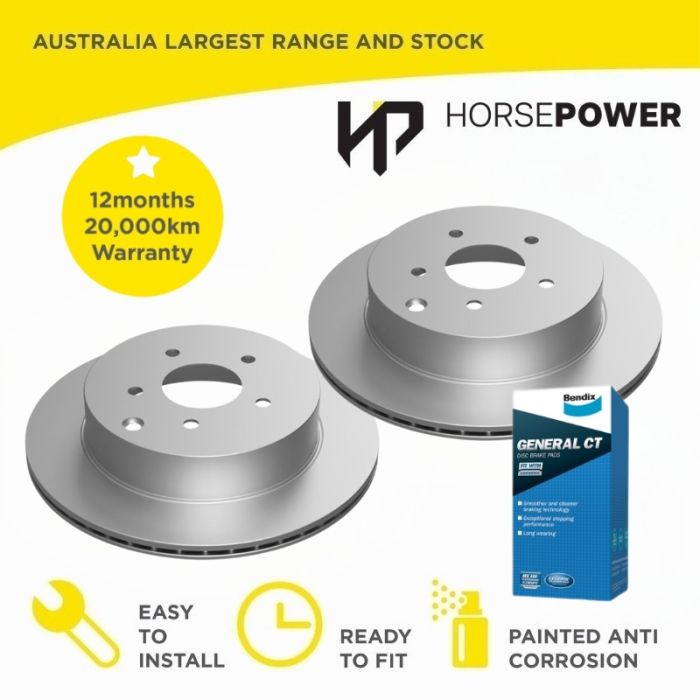 Rear Brake Disc and Bendix Brake Pads for Nissan 350Z Z33 3.5L 07/02-12/08