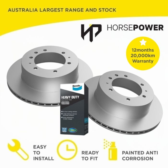Rear Bendix HD Brake Pads and Rotors for Nissan PATROL 3.0L 4.2L 4.5L GU 98-2017