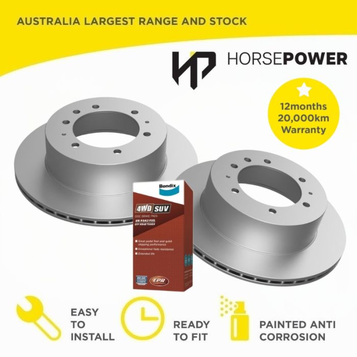 Rear Bendix 4WD Brake Pads and Rotors for Nissan Patrol 3.0L 4.2L 4.5L GU 98-17