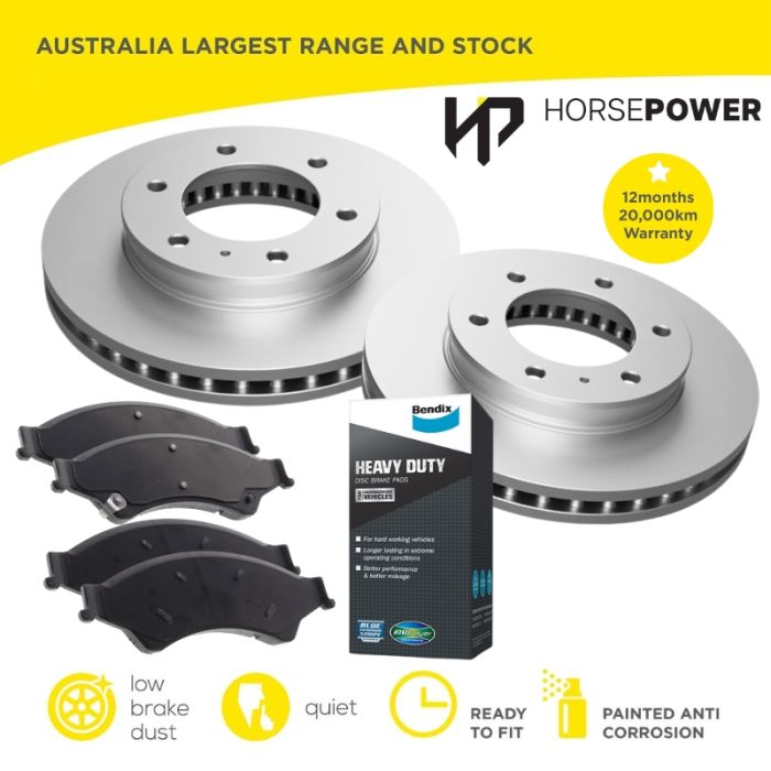 Front Bendix HD Brake Pads and Disc Rotors for Ford RANGER PX PY Mazda BT-50 UP UR 2011-2026