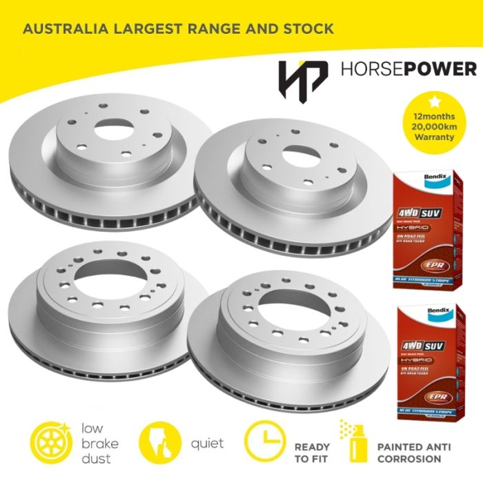 F+R Brake Rotors Bendix Pads for Toyota Landcruiser Prado 150 KDJ GRJ GDJ