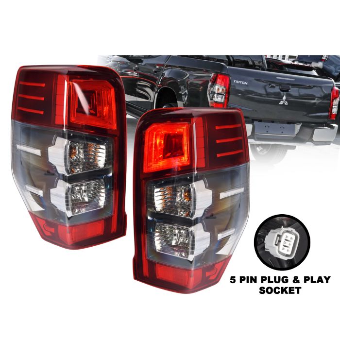 Pair LH+RH Tail Light Rear Lamp LED For Mitsubishi Triton MR 18~23 GLX