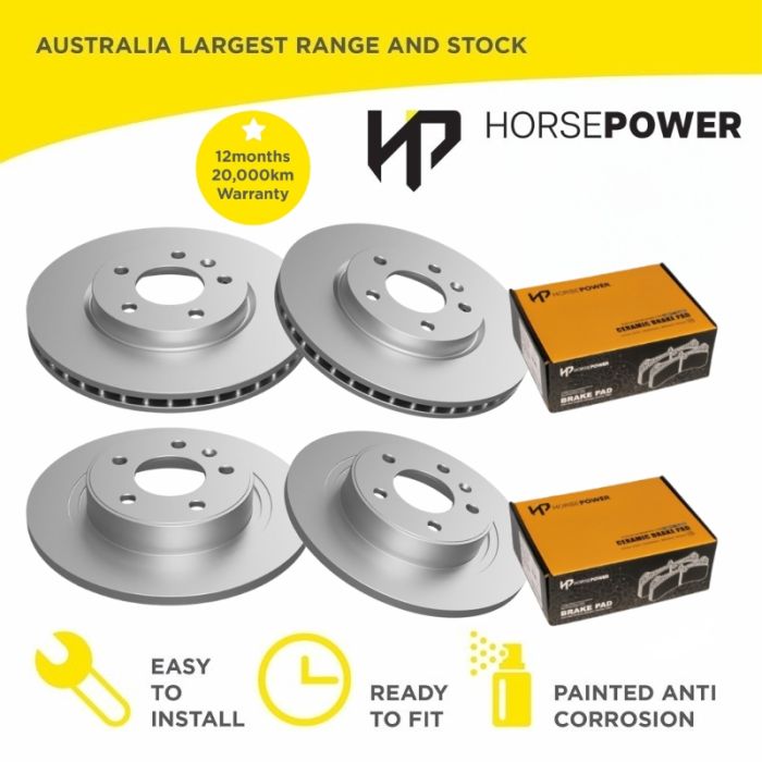 Front and Rear Brake Pads + Rotors Full Set 300mm Front Discs for Holden Cruze