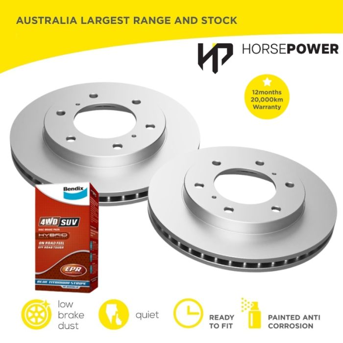 Front Bendix 4WD Brake Pads and Disc Rotors for Mitsubishi PAJERO NM NP 00-06