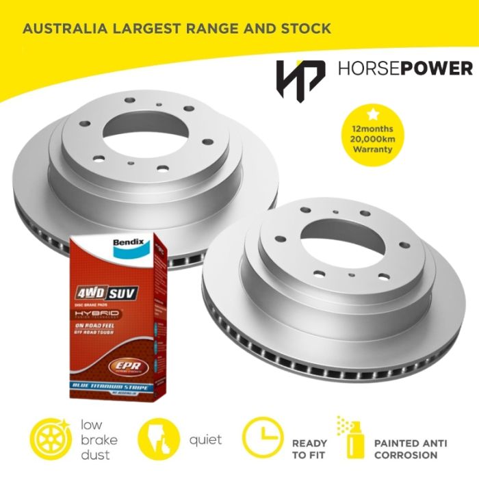 Rear Bendix 4WD Brake Pads and Disc Rotors for Mitsubishi PAJERO NM NP 2000-06