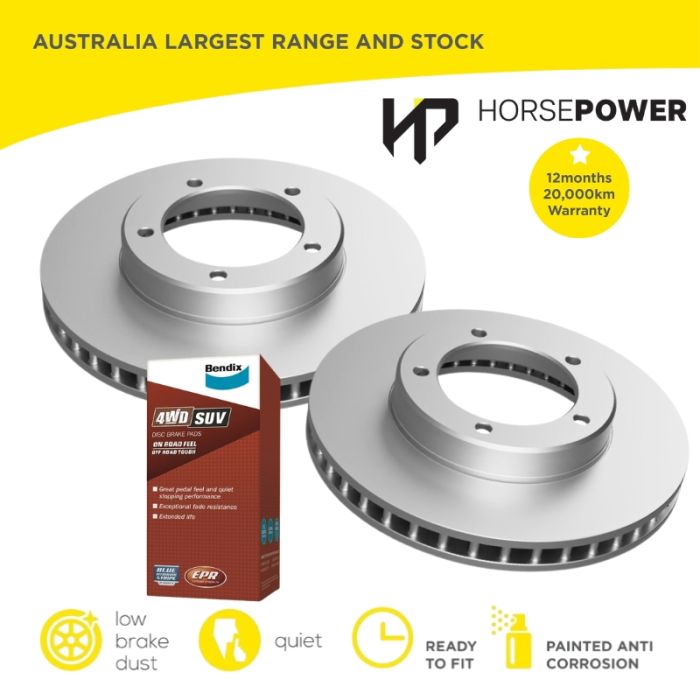 Front Bendix 4WD Brake Pads Disc Rotors for LANDCRUISER 100 FZJ105 HZJ105 98-07