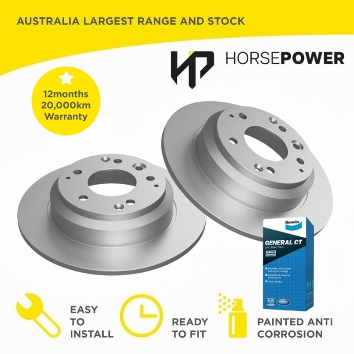 Rear Bendix Brake Pads and Rotors Set for Honda Odyssey RB3 2.4L 10/2008-01/2014