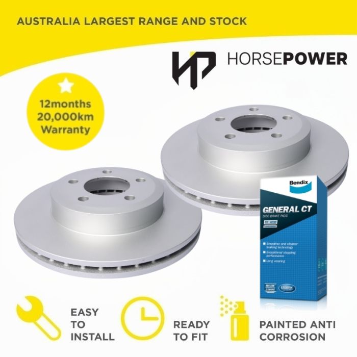 Bendix Front Brake Pads and Premium Brake Rotors Set for Ford Falcon BA BF FG