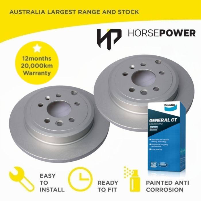 Rear Bendix Brake Pads and Disc Rotors for Ford Falcon BA BF FG