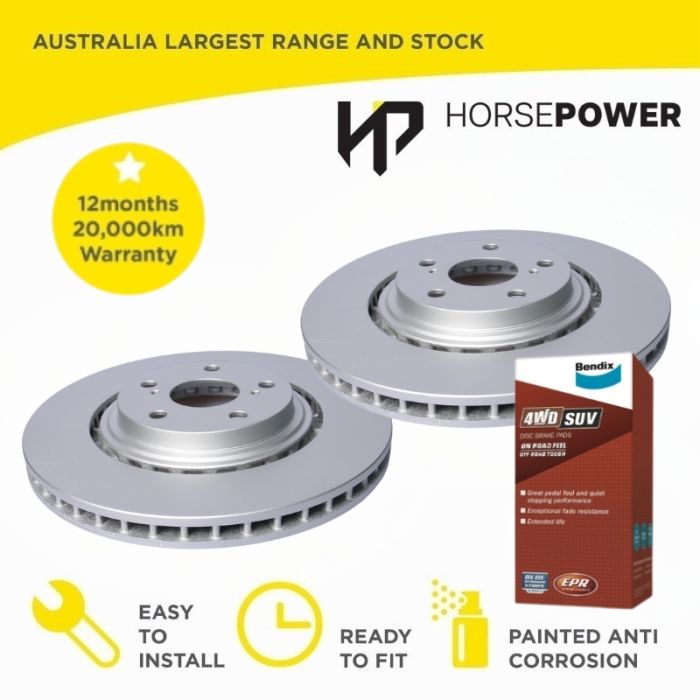 Front Bendix Brake Pads and Rotors Set for Toyota KLUGER GSU40 GSU45 07-14