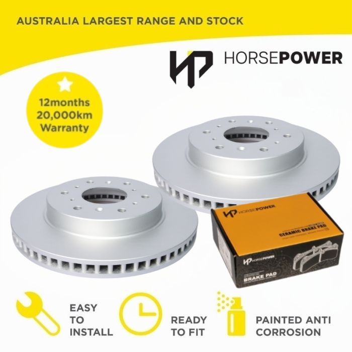 Horsepower Geomet Coated Rear Brake Disc Rotors and Brake Pads for Haval H9 2.0 2015-on
