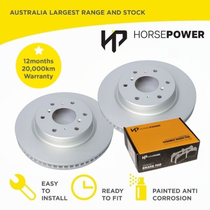 Horsepower Geomet Coated Front Brake Disc Rotors and Brake Pads for Haval H9 2.0 2015-on