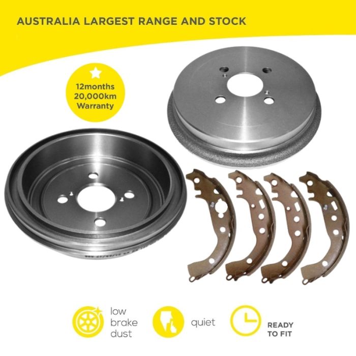 Rear Brake Drums and Shoes set for Toyota Yaris NCP90 91 93 1.3 1.5 2005-05/2013