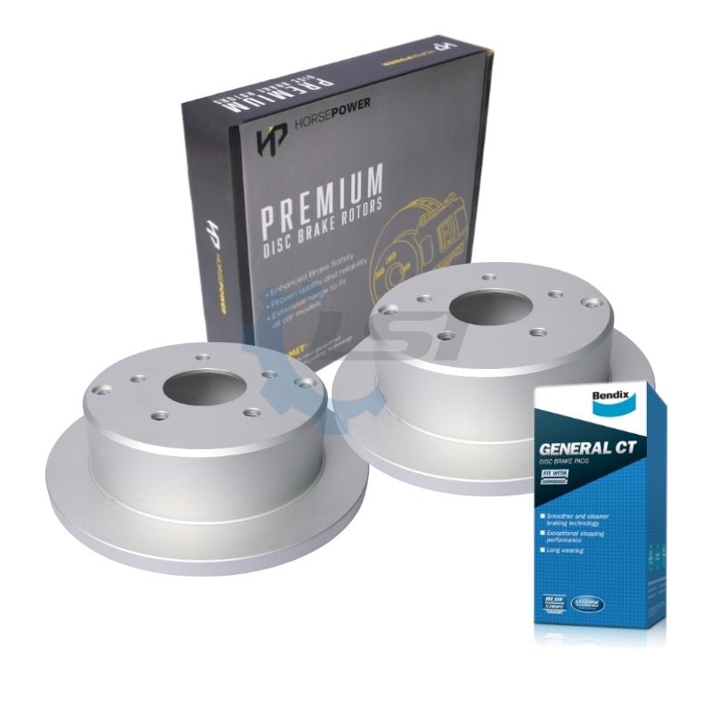 Horsepower Rear Brake Pads & Rotors Set – Fits Holden Commodore VE V8 (2006) With Geomet Coated Discs